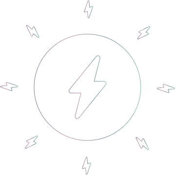 Lightening bolt in a circle simple line illustration